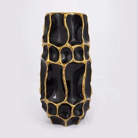 ΒΑΖΟ ΚΕΡΑΜΙΚΟ ΜΑΥΡΟ - ΧΡΥΣΟ 15.5x15.5x31.5cm|752-20169