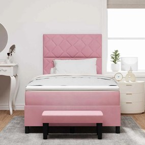 vidaXL Κρεβάτι με ελατήρια με στρώμα Ροζ 120 x 200 cm Βελούδο