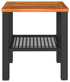 vidaXL Τραπέζι Κήπου Μαύρο 40x40x42 εκ. Συνθετικό Ρατάν &amp; Ξύλο Ακακίας