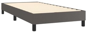 Κρεβάτι Boxspring με Στρώμα Γκρι 90x190 εκ. από Συνθετικό Δέρμα - Γκρι