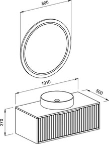 Martin Hole 100 White Matt  MDF - Πάγκος με Νιπτήρα &amp; Καθρέπτη