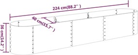 vidaXL Ζαρντινιέρα Γκρι 224x40x36 εκ. Γαλβανισμένος χάλυβας