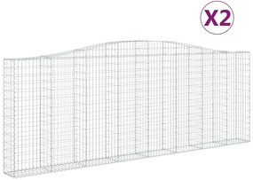 vidaXL Συρματοκιβώτια Τοξωτά 2 τεμ. 400x30x140/160 εκ. Γαλβαν. Ατσάλι