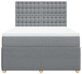 vidaXL Κρεβάτι Boxspring με Στρώμα Ανοιχτό Γκρι 140x200 εκ. Υφασμάτινο