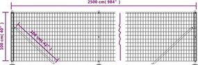 vidaXL Συρματόπλεγμα Περίφραξης Πράσινο 1 x 25 μ. με Βάσεις Φλάντζα