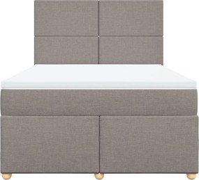 vidaXL Κρεβάτι Boxspring με Στρώμα Taupe 140x190 εκ. Υφασμάτινο