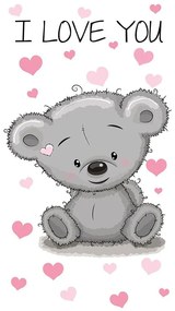 Πετσέτα Θαλάσσης Βελουτέ Παιδική Teddy Bear 19 Disney Digital Print Grey-Pink DimCol Θαλάσσης 100% Cotton