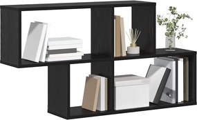 vidaXL Ράφι Τοίχου με ράφι Επιτοίχιο Μαύρο Επεξεργασμένο ξύλο