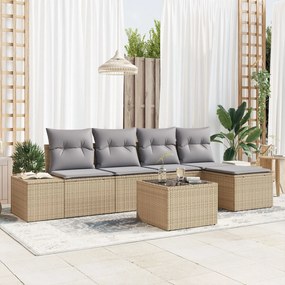 vidaXL Σετ 6 Τεμαχίων Καναπέ Κήπου με Μαξιλάρια Μαύρο Ρατάν