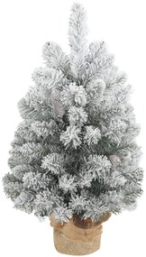 HOMCOM Μίνι Τεχνητό Χριστουγεννιάτικο Δέντρο 60 εκ. Ελατοδέντρο τεχνητό με Χιόνι, 72 Κλαδιά 6 Κουκουνάρια Βάση Τσιμέντου