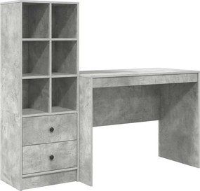 vidaXL Γραφείο με συρτάρι 2 pcs Σκυρόδεμα Γκρι