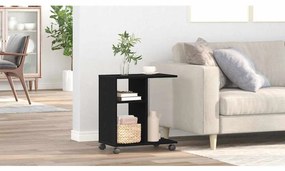 vidaXL Τραπέζι πλευρής με ρόδες, Μαύρο Δρυ, 50x30x55 εκ. από επεξεργασμένο ξύλο