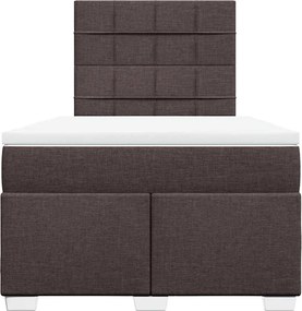vidaXL Κρεβάτι Boxspring με Στρώμα Σκούρο Καφέ 120x200 εκ. Υφασμάτινο