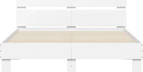 vidaXL Πλαίσιο Κρεβατιού με Κεφαλάρι Λευκό 140x200 εκ. Επεξ. Ξύλο