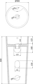 Mexen Rena ελεύθερη στάση νεροχύτη 40 x 40 cm, λευκό - 26014000