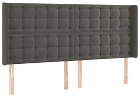 Κεφαλάρι Κρεβατιού LED Σκούρο Γκρι 163x16x118/128εκ. Βελούδινο - Γκρι