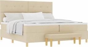 vidaXL Κρεβάτι με ελατήρια με στρώμα Κρεμ 200 x 200 cm ύφασμα