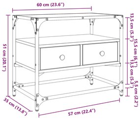 Έπιπλο Τηλεόρασης Γυάλ Επιφάνεια Γκρι Sonoma 60x35x51εκ Επ Ξύλο - Γκρι