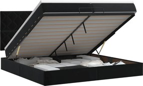 vidaXL Κρεβάτι Ottoman με στρώμα Μαύρο 200 x 200 cm Βελούδο