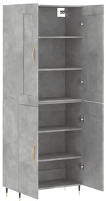 vidaXL Ντουλάπι Γκρι Σκυροδέματος 69,5x34x180 εκ. Επεξεργασμένο Ξύλο