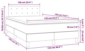 Κρεβάτι Boxspring με Στρώμα &amp; LED Taupe 120x190 εκ. Υφασμάτινο - Μπεζ-Γκρι