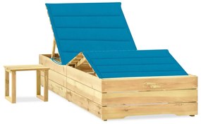 Ξαπλώστρα Κήπου από Εμποτ. Ξύλο Πεύκου με Τραπεζάκι & Μαξιλάρι