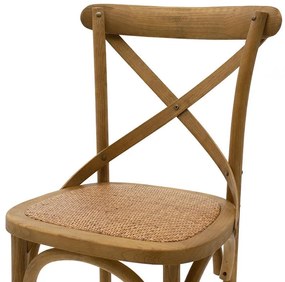 Σκαμπό μπαρ Reid ξύλο ανοιχτό καρυδί-έδρα καφέ rattan 45x52x116 εκ.