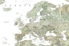 Χάρτης Detailed map of Europe in green watercolor, Blursbyai