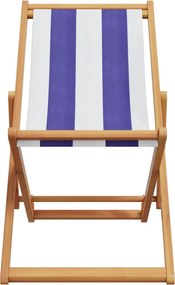 vidaXL Σεζλόνγκ Πτυσσόμενη Μπλε/Λευκό Μασίφ Ξύλο Ευκαλύπτου και Ύφασμα