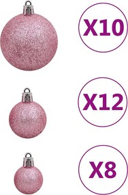 vidaXL Σετ Μπάλες Χριστουγεννιάτικες 111 τεμ. Ροζ από Πολυστυρένιο