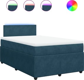 vidaXL Κρεβάτι Boxspring με Στρώμα Μπλε 120x190 εκ. Βελούδινο