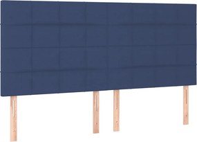 vidaXL Κρεβάτι Boxspring με Στρώμα Μπλε 160x200 εκ. Υφασμάτινο
