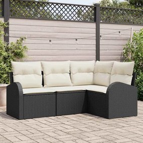 vidaXL Σετ Καναπέ Κήπου με μαξιλάρι 4 pcs Μαύρο Πολυ ράταν