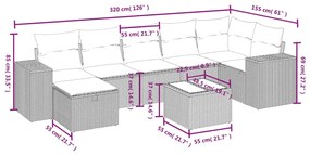 Σαλόνι Κήπου Σετ 8 Τεμαχίων Γκρι Συνθετικό Ρατάν με Μαξιλάρια - Γκρι