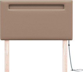 vidaXL LED κεφαλάρι Καπουτσίνο 90 cm Τεχνητό Δέρμα