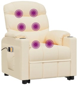 vidaXL Πολυθρόνα Μασάζ με Ανύψωση Κρεμ Υφασμάτινη