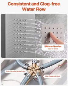 VEVOR Shower Panel Tower System Stainless Steel Column Rainfall Head 5 Modes