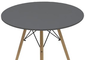 Σετ Τραπεζαρίας Julita - Parker 5 τεμ Mdf Μαύρο - Φυσικό Φ80x73cm. 80x80x73 εκ.
