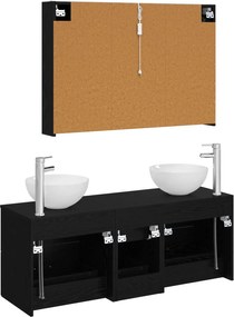 vidaXL Σετ Επίπλων Μπάνιου 4 pcs Μαύρη Δρυς