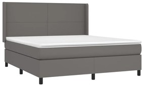 vidaXL Κρεβάτι Boxspring με Στρώμα & LED Γκρι 160x200 εκ. Συνθ. Δέρμα