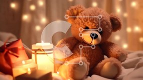 Intra Συλλεκτικό Ξύλινο Παζλ Plywood 4mm - Teddy Bear στο κρεβάτι με δώρα και κεριά Σε Ξύλινο Κουτί - Διαστάσεις Puzzle: 10x10 cm – 25 κομμάτια