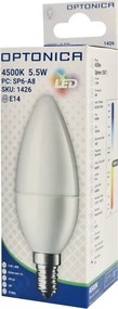 OPTONICA LED λάμπα candle C37 1426, 5,5W, 4500K, E14, 450lm