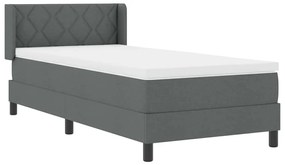 vidaXL Κρεβάτι box spring με στρώμα με στρώμα Σκούρο γκρι 90 x 200 cm
