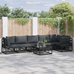 vidaXL Σετ Καναπέ Κήπου με μαξιλάρι 6 pcs Μαύρο Αλουμίνιο