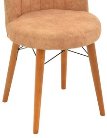 Καρέκλα Nevis I antique καφέ ύφασμα-καρυδί πόδι 4αδα 47x50x91 εκ.