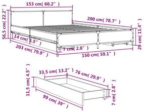 ΠΛΑΙΣΙΟ ΚΡΕΒΑΤΙΟΥ ΜΕ ΣΥΡΤΑΡΙΑ SONOMA ΔΡΥΣ 150X200ΕΚ. ΕΠΕΞ. ΞΥΛΟ 3279928