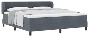 vidaXL Κρεβάτι Box Spring με Στρώμα Σκούρο Γκρι 180x200 εκ. Βελούδο