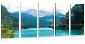 5 μέρη εικόνα ζωγραφισμένη ορεινή λίμνη - 100x50