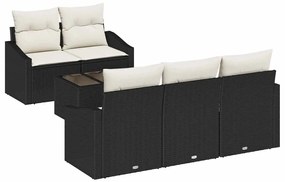 vidaXL Σετ Καναπέ Κήπου με μαξιλάρι 6 pcs Μαύρο, Κρέμα 55 x 55 x 37 εκ