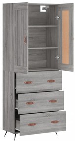 vidaXL Ντουλάπι Γκρι Sonoma 69,5 x 34 x 180 εκ. Επεξεργασμένο Ξύλο